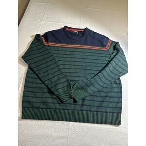Izod Sweater Men’s XXL Multicolor Stripe‎ Long Sleeve Pullover Knit Classic